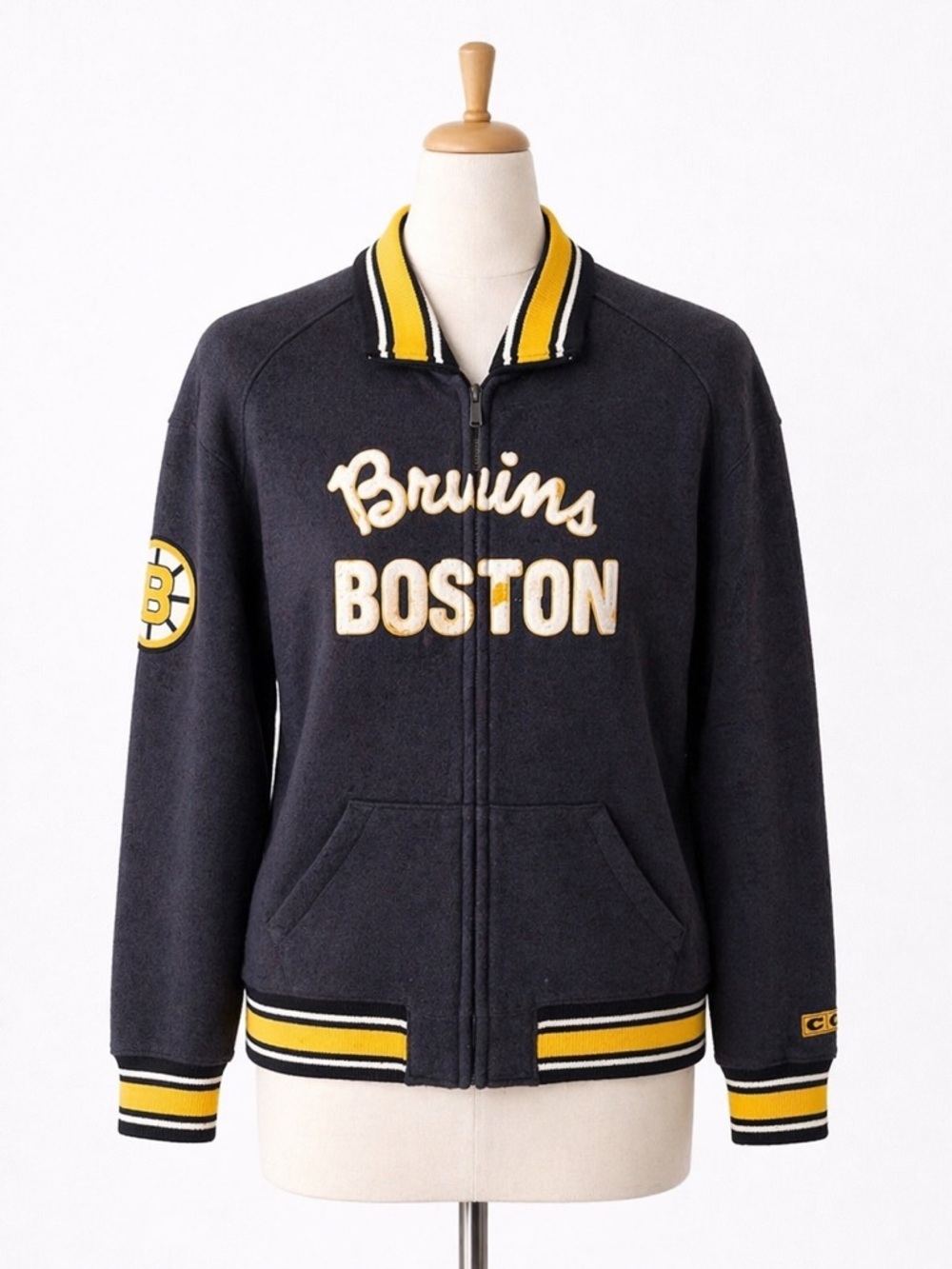 CCM Pro OK'd BOSTON BRUINS Team NHL Hockey Full Zip Sweater Men's L